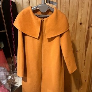 Elegant Orange Women's 100% Wool Coat